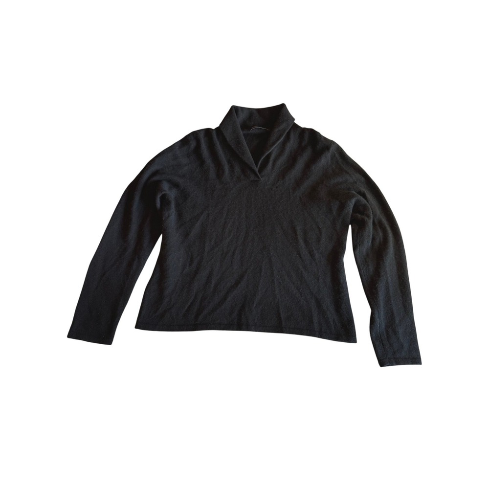 Valerie Stevens Black 100% Cashmere Shawl Collar Sweater Large